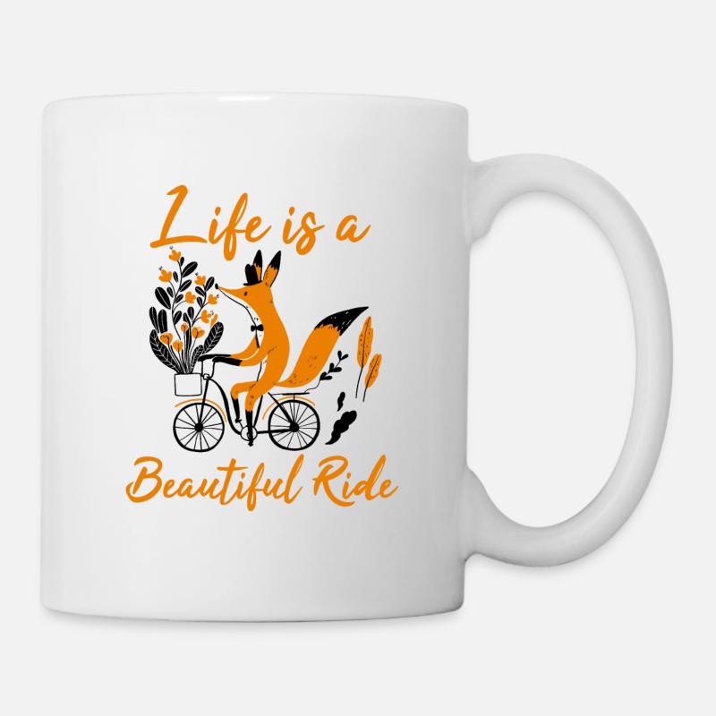 Fahrrad Radfahren Radfahrer Fuchs Geschenk - Tasse - Weiß