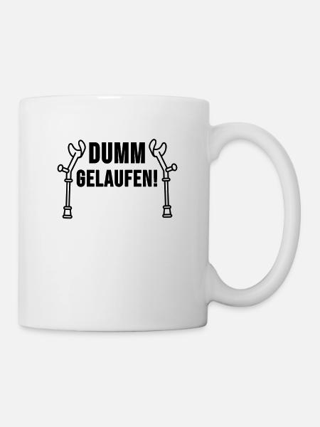 Bein Bruch Unfall Krückstock Lustiges Geschenk - Tasse - Weiß