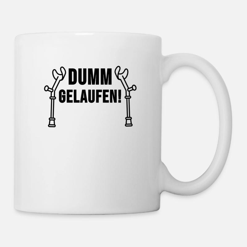 Bein Bruch Unfall Krückstock Lustiges Geschenk - Tasse - Weiß
