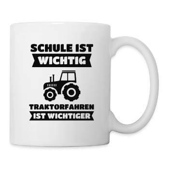 Trecker Trekker Traktor Schule Spruch Geschenk - Tasse - Weiß - Rechts