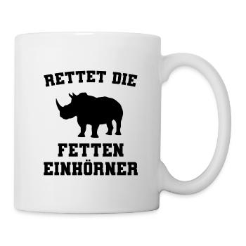 Tiere Rettet die fetten Einhörner Nashorn Freunde - Tasse - Weiß - Rechts