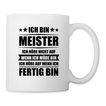Meisterbrief Meister bestanden Lustig Geschenk - Tasse - Weiß - Rechts
