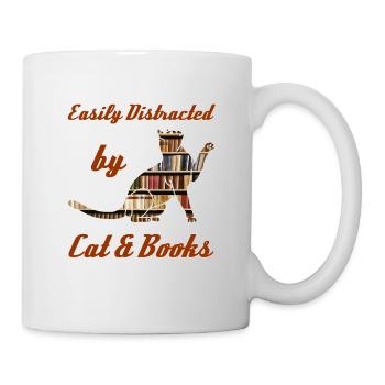 Easily Distracted by Cat & Books - Tasse - Weiß - Rechts