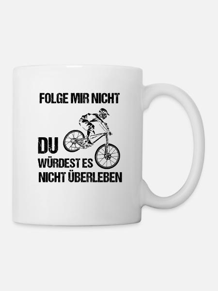 Downhill Mountainbike Biker Fahrrad Geschenk - Tasse - Weiß