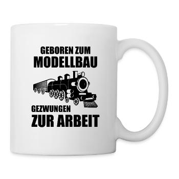 Modelleisenbahn Dampflokomotive Modellbau Geschenk - Tasse - Weiß - Rechts