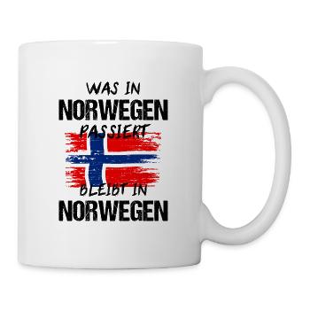 Norwegen Angeln Angler Fischen Fischer Geschenk - Tasse - Weiß - Rechts