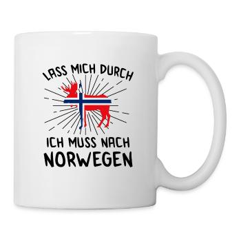 Norwegen Angeln Angel Tour 2020 Elch Geschenk - Tasse - Weiß - Rechts