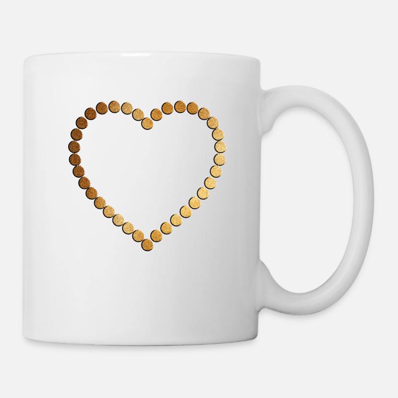 Goldenes Herz - Tasse - Weiß