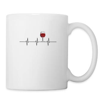 Wine heartbeat humor cheers autumn red wine - Mug - white - Right