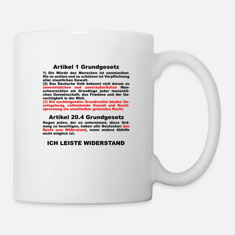Protestshirt gegen die Abschaffung der Grundrechte - Tasse - Weiß