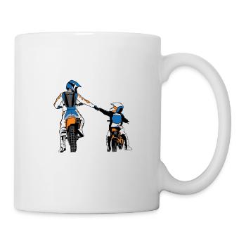 mottorad vater sohn geschenk - Tasse - Weiß - Rechts