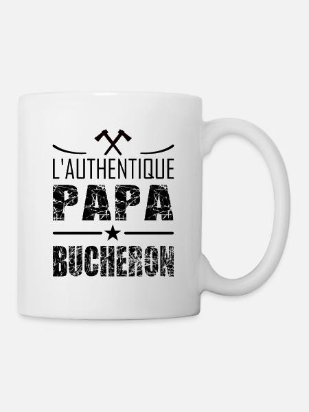 L'authentique papa bûcheron t-shirt papa cadeau - Mug blanc - blanc