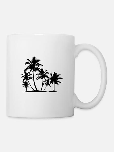 Palmen Insel Silhouette - Tasse - Weiß