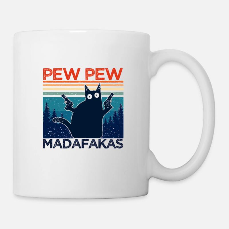 pew pew funny cat funny cat gift idea - Mug - white