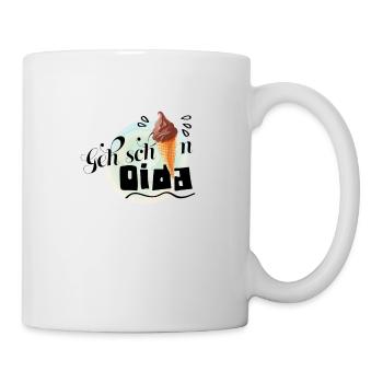 Geh scheissn Oida Spruch mit Eis Eiscreme. Cool - Tasse - Weiß - Rechts