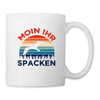 Moin Ihr Spacken Nordsee Neordeutsch Retro Vintage - Tasse - Weiß - Rechts