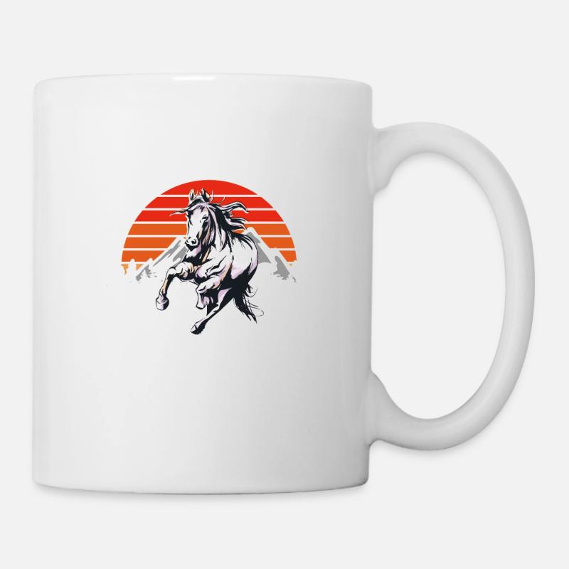 Étalon équin cheval blanc sauvage pour cavaliers - Mug blanc - blanc