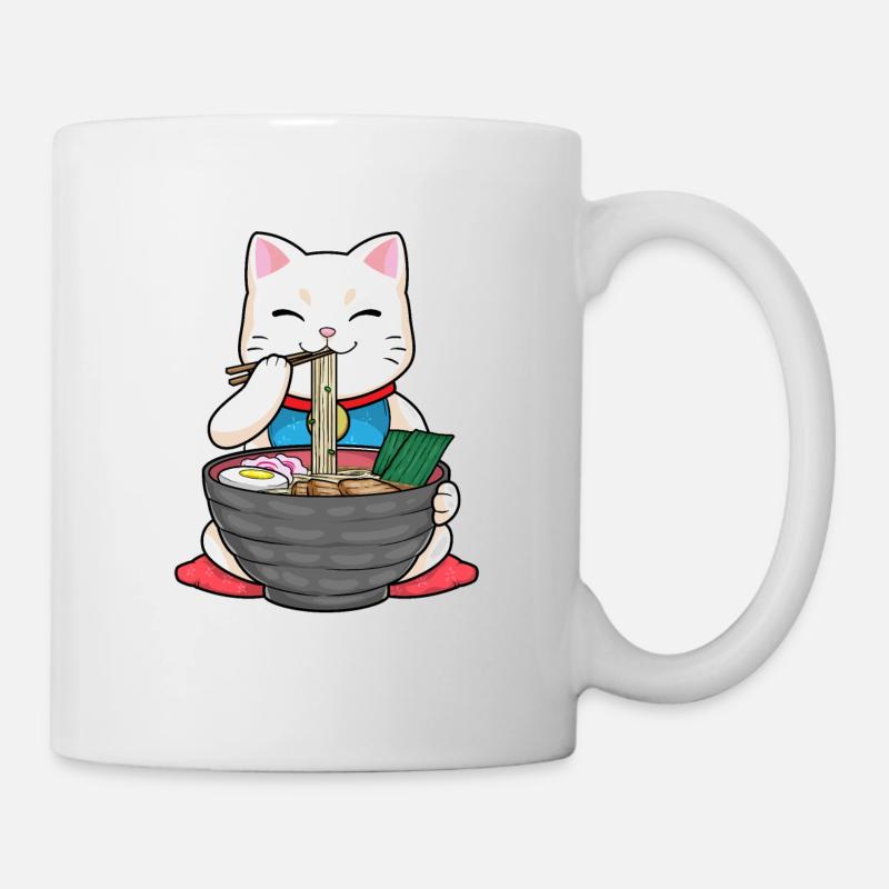 Japan Ramen Nudeln Miso Katze Sushi - Tasse - Weiß