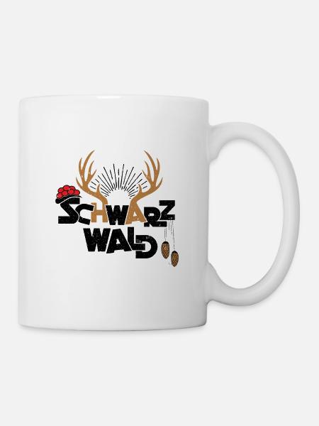 Schwarzwald Bollenhut Hirschgeweih Kuckucksuhr - Tasse - Weiß