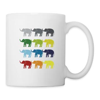 Neon Pop Art Retro Elefant Dickhäuter Geschenkidee - Tasse - Weiß - Rechts