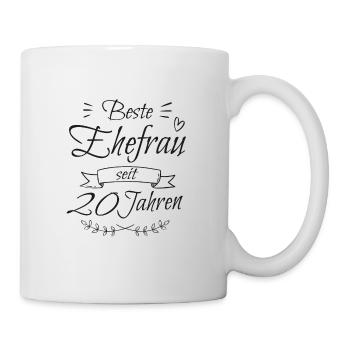 20 Hochzeitstag Beste Ehefrau Porzellanhochzeit - Tasse - Weiß - Rechts