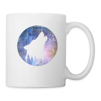 Loup hurlant à la pleine lune - Mug blanc - blanc - Droite