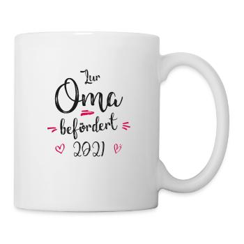 Oma befördert 2021 Ankündigung du w - Tasse - Weiß - Rechts