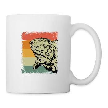 Vintage Biber Wildtier Nagetier Geschenkidee - Tasse - Weiß - Rechts