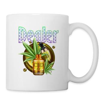 CBD Dealer | Cannabidiol Öl, CBD Öl Geschenkidee - Tasse - Weiß - Rechts