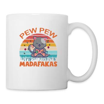 Pew Pew Funny Cat - Tasse - Weiß - Rechts