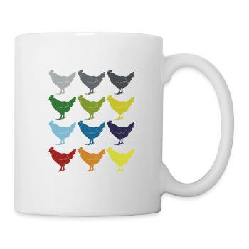 Neon Pop Art Retro Hühner Hahn Vogel Geschenkidee - Tasse - Weiß - Rechts