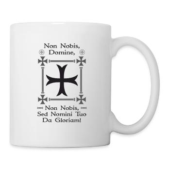 Schwarzes Templerkreuz + Non Nobis Domine - Tasse - Weiß - Rechts