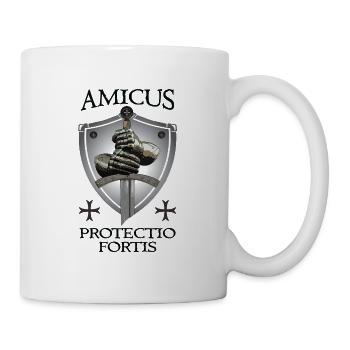Kreuzfahrer + Amicus Protectio Fortis - Tasse - Weiß - Rechts