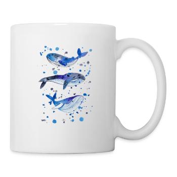 Three whales in the sea underwater - Mug - white - Right