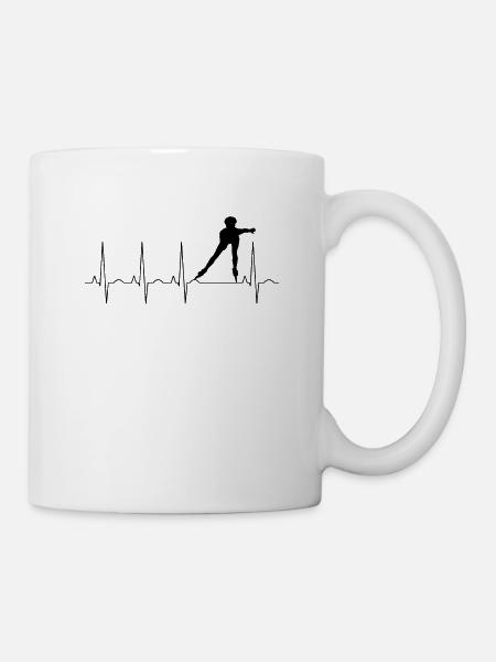 Mon cœur bat pour le patinage en ligne - Mug blanc - blanc