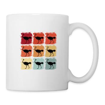 Retro Pop Art Strauß Vogel Tier Geschenkidee - Tasse - Weiß - Rechts