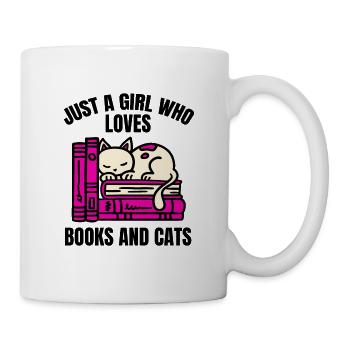 Buch Katze Bücher Lesen Katzen Mädchen Geschenk - Tasse - Weiß - Rechts