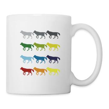 Neon Pop Art Retro Wolf Wildtier Geschenkidee - Tasse - Weiß - Rechts