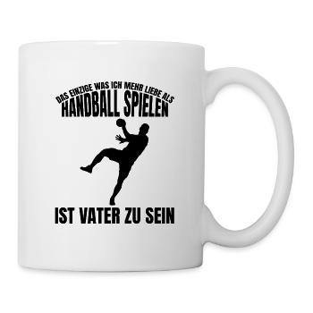 Handball Papa Spruch Handballer Vater Geschenk Dad - Tasse - Weiß - Rechts