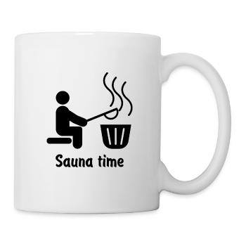 Sauna time Geschenk Saunahaus Banja Spa Hamam - Tasse - Weiß - Rechts