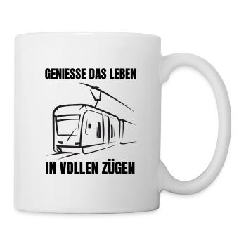 Dampflok Zugführer Spruch Zug Schaffner Lokführer - Tasse - Weiß - Rechts