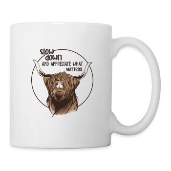 Slow down Vache Écossaise - Mug blanc - blanc - Droite