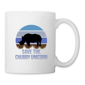 Sauvez la licorne potelé drôle rhinocéros Chibby Licorne - Mug blanc - blanc - Droite