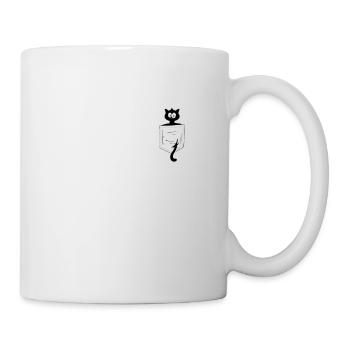 Black cat in breast pocket - Mug - white - Right