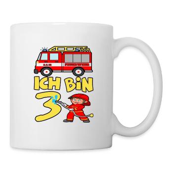 3 Geburtstag feuerwehrauto und Feuerwehrmann junge - Tasse - Weiß - Rechts