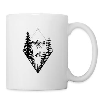 Berge Wald Geschenk Fahrrad Radfahrer Sport - Tasse - Weiß - Rechts