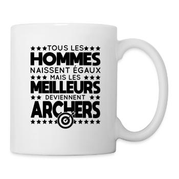 Hommes naissent égaux meilleurs deviennent archers - Mug blanc - blanc - Droite