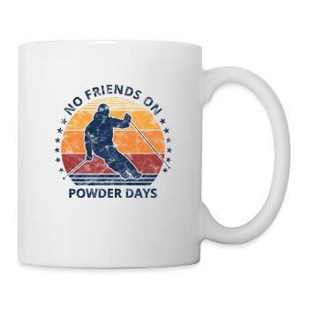 Skier Saying No friends in powder snow - Mug - white - Right