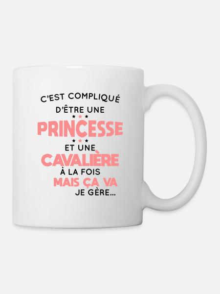 Compliqué d'être une princesse et une cavalière - Mug blanc - blanc