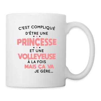 Compliqué d'être une princesse et une volleyeuse - Mug blanc - blanc - Droite